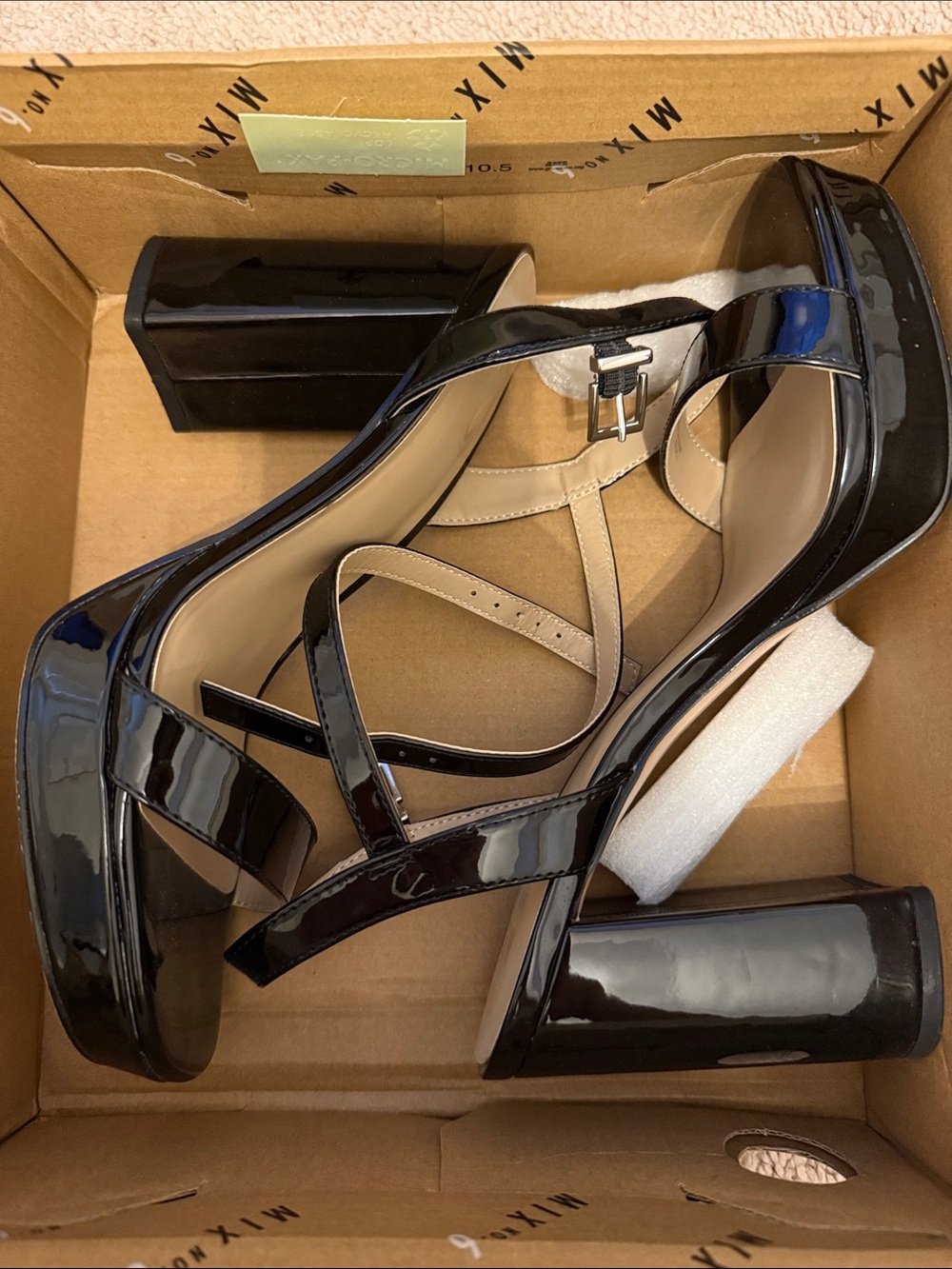 Mix No. 6 Black Patent Platform Block Heel Sandals